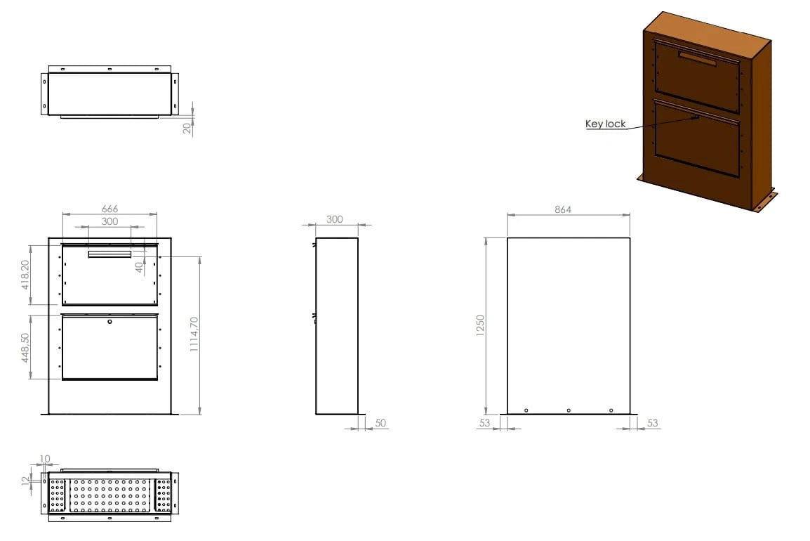 Briefkasten ADEZZ Paca Mit Paketfach | Aus Cortenstahl 2 Briefkasten ADEZZ Paca Mit Paketfach | Aus Cortenstahl – Bild 2
