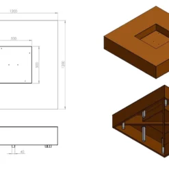 Feuerschale FORNO VLS3 Aus Cortenstahl | Eckig -Ecopots Verkäufe feuerschale forno vls3 abmessungen 3 84174