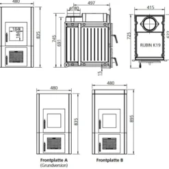 Kachelofeneinsatz LEDA Rubin K19 -Ecopots Verkäufe kachelofeneinsatz leda rubin k19 abmessungen 3 48445