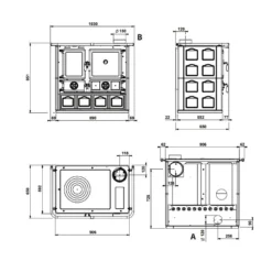 Küchenofen LA NORDICA Rosa 5.0 Maiolica -Ecopots Verkäufe kuechenofen lanordica rosa maiolica abmessungen 4 25847
