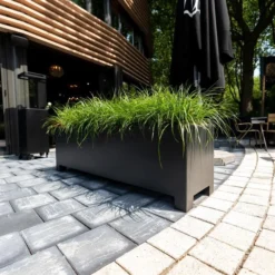 Pflanzkübel ADEZZ CARREZ Mit Füßen | Eckig | Aus Aluminium -Ecopots Verkäufe pflanzkuebel adezz carrez mit fuessen schwarzgrau milieu 1 7 109944