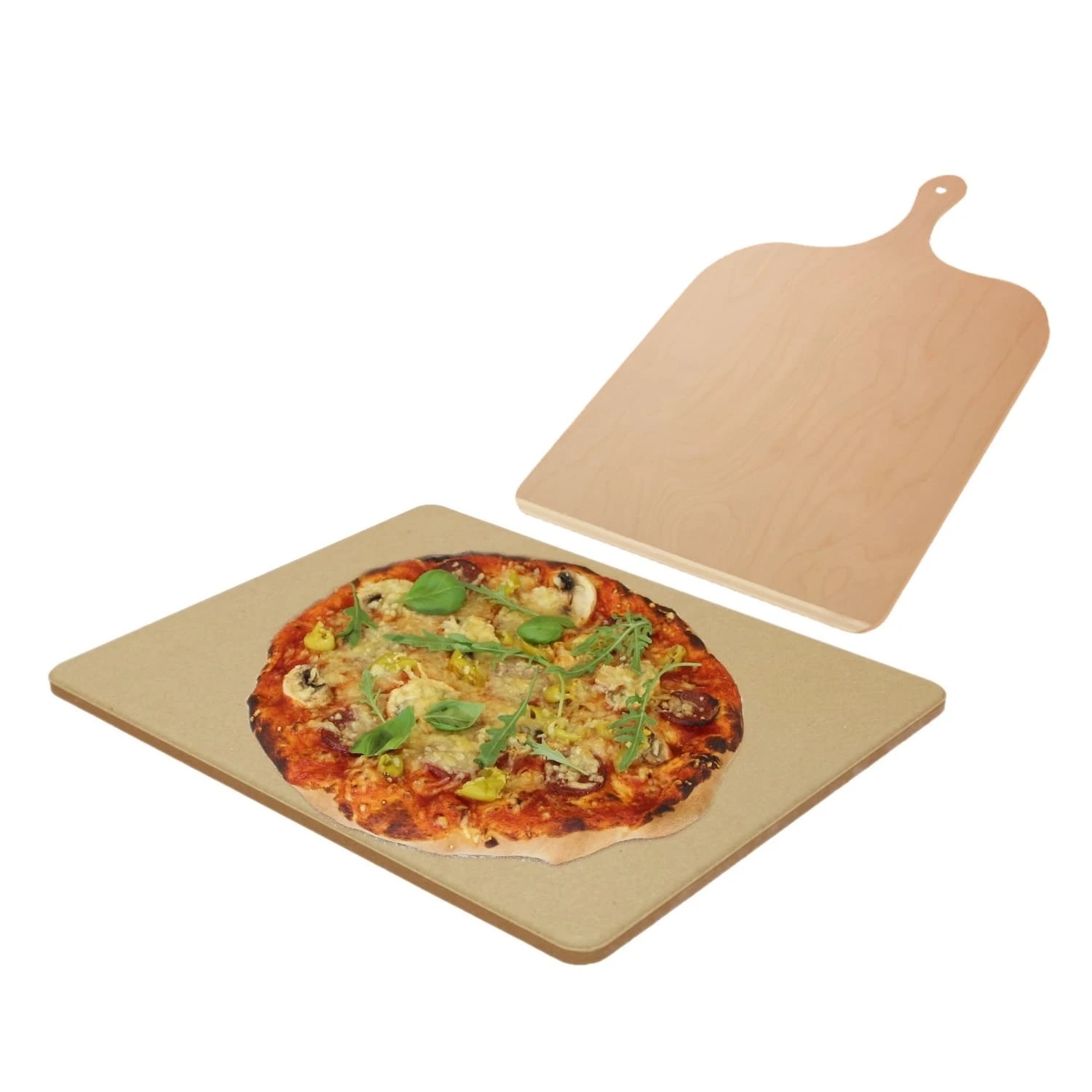 Pizzastein SENDEO Aus Cordierit | Set Mit Pizzaschieber 1 Pizzastein SENDEO Aus Cordierit | Set Mit Pizzaschieber